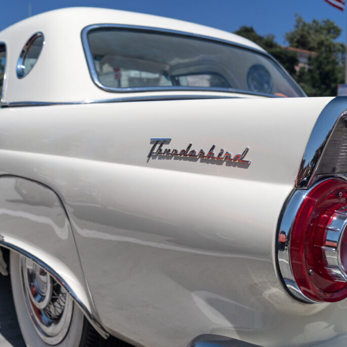 Pasadena, California, United States: vintage Thunderbird, collector's car, shown parked.