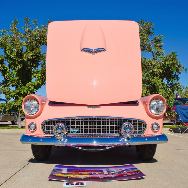 Westlake, Texas, USA - October 19, 2013: A 1956 Ford Thunderbird is on display at the 3rd Annual Westlake Classic Car Show. Front view.